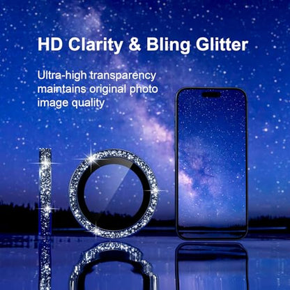 iPhone 17/16/15/14 Pro Max/Pro Camera Lens Protector Glitter - color: Glitter Dark Blue