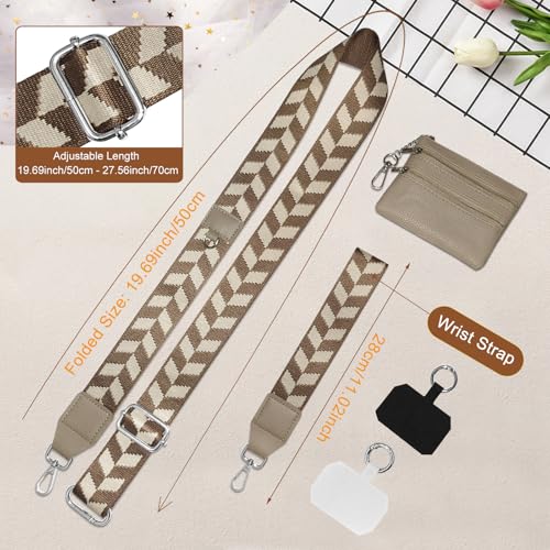 Cell Phone Lanyard with Wallet - Anti-Theft Crossbody Adjustable Phone Strap for Most Smartphones, for Men & Women - color: Khaki