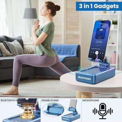 JTEMAN Bluetooth Speaker with Cell Phone Stand,Big Sound & Clear Bass - color: Blue