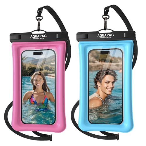 NEPHI IP68 Waterproof Phone Pouch 2 Pack-Up to 7.0"，Adjustable Neck Lanyard Floating Waterproof Phone Case for iPhone,Phone Dry Bags for Vacation Beach Pool Travel Essentials (Pink Blue 2 Pack) - color: Pink Blue 2 Pack