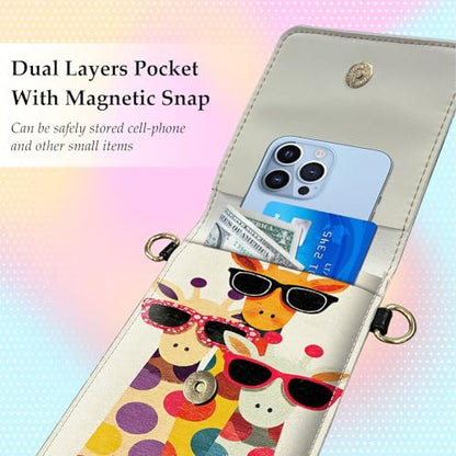 Small Crossbody Bags for Women Touchscreen Cell Phone Bag Cross Body Purses with adjustable Strap,Gifts For Teenage Girls - color: vibrant polka-dot giraffe
