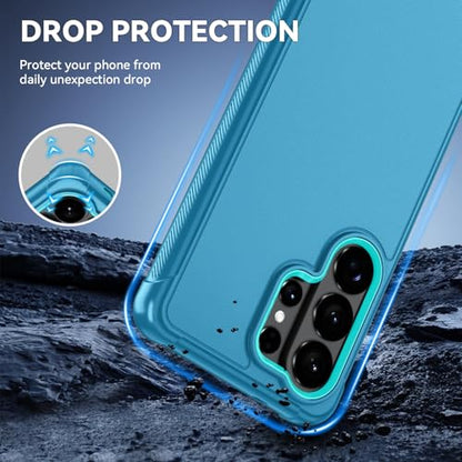 for Samsung Galaxy S26 Ultra Case with HD Screen Protector, 3-Layer Shockproof Military Grade Full Body Protection, Heavy Duty Hybrid Protective Phone Cover (Bluish Blue/Green) - color: Bluish Blue/Green