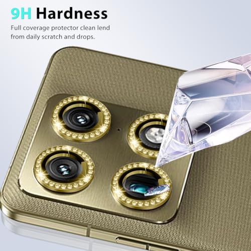 Zeking (2 Set) Bling Camera Lens Protector Compatible with Motorola Signature 5G, Glitter Bling Sparkly 9H Tempered Glass Protector Metal Individual Ring (Bling-Gold) - color: BlingGold