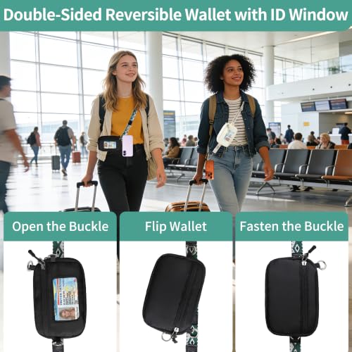 Clip and Go Strap for Phone with Wallet Crossbody Lanyard (Black Green) - color: Black Green