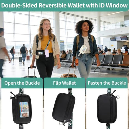 Clip and Go Strap for Phone with Wallet Crossbody Lanyard (Black Green) - color: Black Green