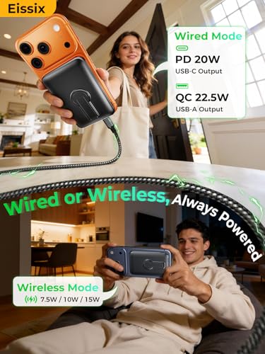 Portable Charger 12000mAh, Foldable Stand, for Magsafe Power Bank | Flight-Safe, 22.5W Fast USB-C & Magnetic Wireless, Power 3 Devices, LED Display, for iPhone 17/16/15/14/13/12, Travel/Cruises