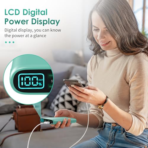 Portable Charger 38800mAh,LCD Display Power Bank,5 USB Outputs Battery Pack Backup, USB-C 3A in&out Travel Essential Portable Phone Charger For iPhone 18/17/16/15/14 Pro,Android Samsung Galaxy-Green - color: Green