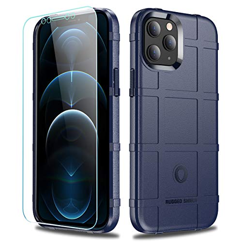 Rugged Shield TPU Thick Solid Armor Tactical Protective Case Compatible with iPhone 12 Pro Max (6.7 inches) - Navy Blue - color: Navy Blue, size: iPhone 12 Pro Max