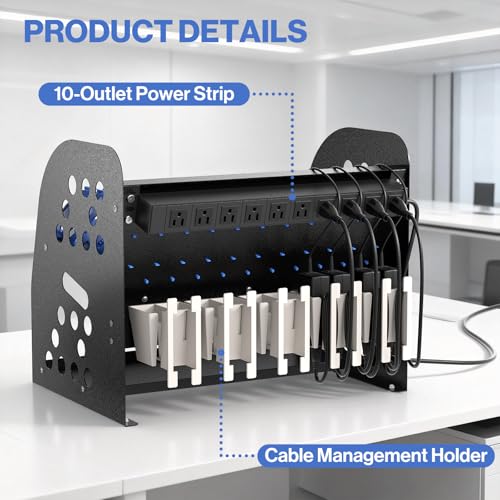 POCHAR 10-Device Open Charging Station for Chromebooks Tablets with Sockets - size: 10 Laptops
