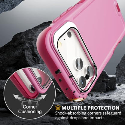 Follaroma Magnetic for iPhone 17 Pro Case with Camera Stand, Pink, 6.3" | Built-in Glass Camera Cover,Compatible with MagSafe,Heavy Duty Shockproof Protective,Military-Grade Anti-DropDual Layer Cover - color: Pink, size: iPhone 17 Pro 6.3''