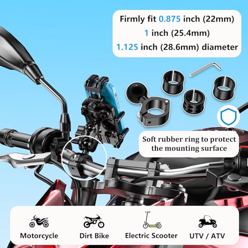 LOKTENWO Adjustable Motorcycle Phone Mount with Triple Vibration Dampener