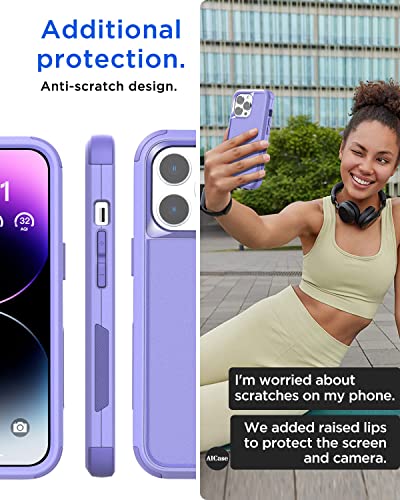 AICase iPhone 14 Pro Max (6.7") Heavy Duty 3-Layer Military Grade Protection, Shockproof/Dropproof/Dustproof, Rugged Pocket-Friendly Cover - color: Purple