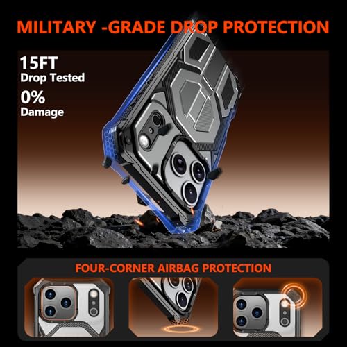 for iPhone 17 Pro Max Case with Kickstand, [15FT Military-Grade Drop Protection] [Compatible with MagSafe] Rugged Shockproof Heavy Duty Magnetic iPhone 17 Pro Max Phone Case Cover (Gray) - color: Gray