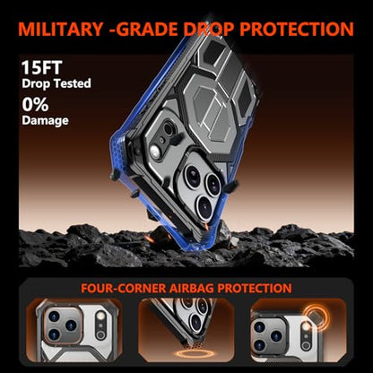 for iPhone 17 Pro Max Case with Kickstand, [15FT Military-Grade Drop Protection] [Compatible with MagSafe] Rugged Shockproof Heavy Duty Magnetic iPhone 17 Pro Max Phone Case Cover (Gray) - color: Gray