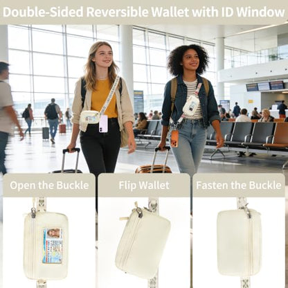 Clip and Go Strap for Phone with Wallet Crossbody Lanyard (White Green) - color: White Green
