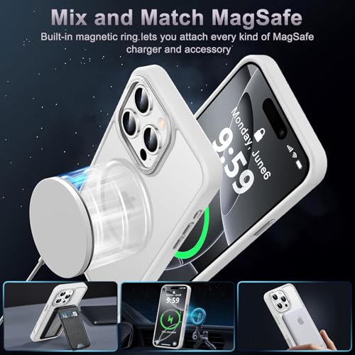 Newfuture Magnetic for iPhone 16 Pro Case Matte Shockproof, Frosted White | Military Drop Protection, Slim Matte Anti-Fingerprint, Compatible with Magsafe, Camera Guard, Translucent Protective Cover - color: Frosted White, size: iPhone 16 Pro 6.3 inch