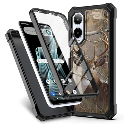 for Cricket Debut S3 Phone Case (U572AC)/AT&T Vista 2 (U572AA) w/[Built-in Screen Protector] Dual Layer Shockproof [Military-Grade][Full-Body] Protective Cover for Teen Women Man Tree Camo Deer Hunt - color: BLD IN DEER CAMO