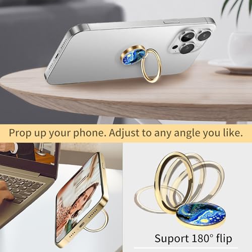 Cell Phone Ring Holder, Cute Phone Ring Grip Stand, 360°Rotation Funny Metal Kickstand Finger Grip Cute Universe Cats - color: Cute Universe Cats