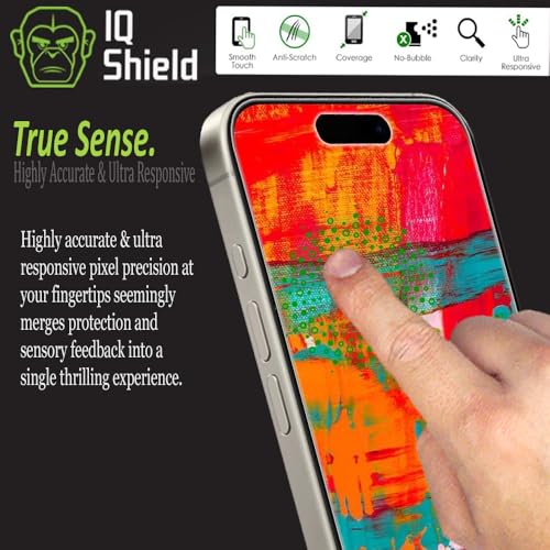IQShield 2 Pack Screen Protector for iPhone 15 Pro Max, Easy Install, Ultra Thin, Anti-Scratch, Anti-Bubble, Smudge Resistant, Clear TPU Film - size: 6.7