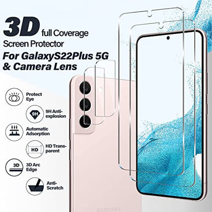 BIGFACE Galaxy S22 Plus Tempered Glass Screen Protector, 2 Pack, Anti-Scratch, Ultrasonic Fingerprint Unlock, Case Friendly, 9H Hardness - size: Galaxy S22 Plus(6.6")