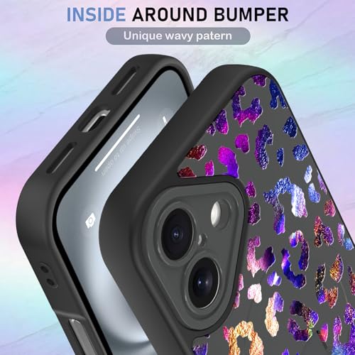 KANGHAR Compatible with iPhone 16 Case Leopard Cheetah Pattern -Black - color: Black-Leopard(Iridescent), size: iPhone 16