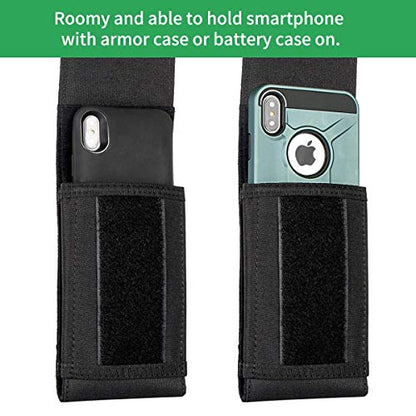 Tactical Molle Phone Cover Case, Heavy Duty Loop Belt Holster Pouch with Flag Patch for iPhone 17 Pro Max/Air/17 Pro/17/16 Pro Max/15 Pro Max/14 Pro Max/13 Pro Max, for Galaxy S26 Ultra - color: Black