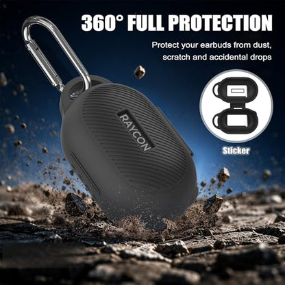 Case for Raycon Everyday Classic Headphones, Shockproof Soft Silicone Case for Raycon Earbuds Bluetooth Wireless, Ultra-Lightweight Protective Cover with Cleaning kit & Keychain, Black - color: Black