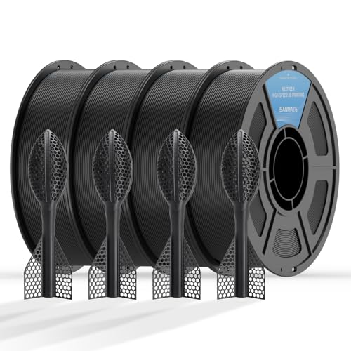 iSANMATE 95A HS TPU Filament Bundle 1.75mm, Black, 1kg*4 | High Speed HS / HF; Flexible TPU 95A; 3D Printer Filament for FDM 3D Printers; 1kg/2.2lbs; 50-200mm/s - color: Black X4, size: TPU-HS-95A