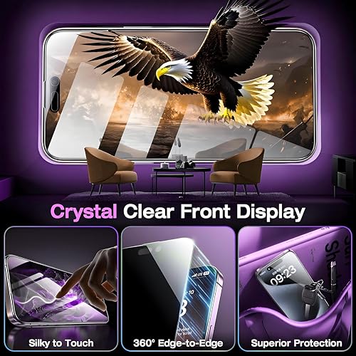 2+2 Pack for iPhone 16 Privacy Screen Protector with Camera Lens Protector，9H Tempered Glass，True25°Anti Spy， Full Coverage Case Friendly