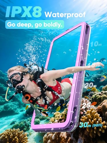 APRUT Waterproof Phone Pouch Case 7.5", 2025 Upgraded IPX8 Waterproof Phone Case for Snorkeling, Universal Fit for iPhone 16 Pro Max 15 14 13, Galaxy S25, Beach Vacation Essentials (Purple) - color: Purple