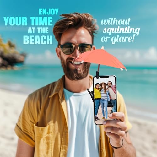 Phone Umbrella for Sun, Clip-On Phone Sun Shade, Universal Fit - color: Pink