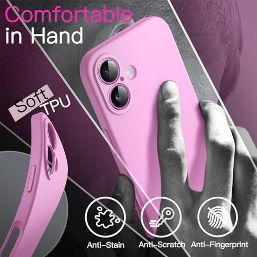 JETech Slim Case for iPhone 16, Pink | Camera Lens Protection, Soft TPU Design, Matte Finish, Shockproof Protection - color: Pink, size: iPhone 16