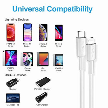 MaGeek USB C to Lightning Cable 6ft, [Apple MFi Certified] [2-Pack] PD Charger Compatible with iPhone 14/13/12/11/X/8, iPad Air/Air Pods, Supports Power Delivery - color: 2pcs_6ft_White