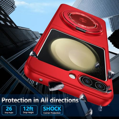 Magnetic Case for Samsung Galaxy Z Flip 5, [Compatible with MagSafe] Military Grade Shockproof Slim fit Samsung Z Flip 5 Phone Case with Magnetic Ring Kickstand, Red - color: Red, size: Samsung Galaxy Z Flip 5