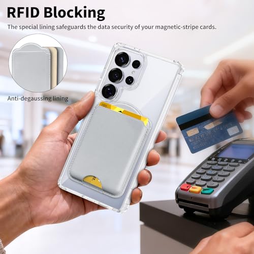 Magnetic Wallet for Samsung Galaxy S26 S25 S24 Series, Fold 8 Ultra with Magsafe Case, for iPhone 17-12 Series, RFID Blocking Leather Magnetic Card Holder | Holds 3 Cards | Gray - color: Gray