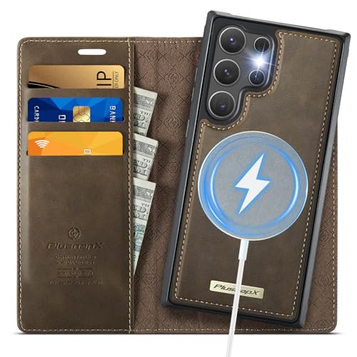 for Samsung Galaxy S26 Ultra 2in1 Detachable Wallet Case, Brown | Compatible with Magsafe, Magnetic, RFID Blocking Card Holder, Shockproof, Kickstand, Wireless Charging, PU Leather Flip Cover - color: (Detachable 2 in 1)-Brown, size: Galaxy S26 Ultra