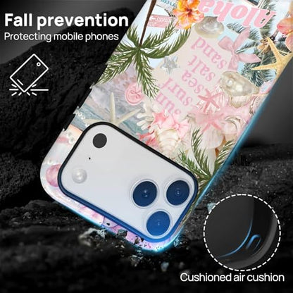Case for iPhone 17 Pro Max, Cute Phone Case, Aloha Summer Collage | Hybrid 2-Layer Phone Cover，Military-Grade Protection Durable Shockproof Anti-Scratch Cases - color: Pink Aloha Summer Collage, size: Iphone 17 Pro Max