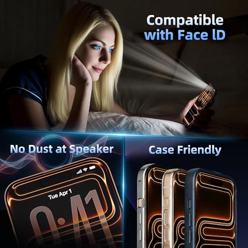2-Pack Tempered Glass Matte Privacy Screen Protector for iPhone, Anti-spy Auto-Dust Removal, Anti-glare High Definition, Full Coverage No Bubble Easy Installation (For iPhone 16 Pro Max)