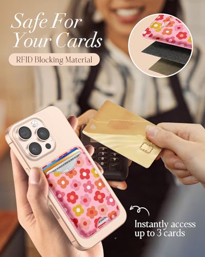 Shorogyt Compatible with Magsafe Wallet for Women, Little Flower - color: Little Flower