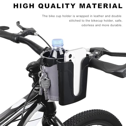 Bike Cup Holder, Bicycle Handlebar Water Bottle Holders with Cell Phone Keys Holder, Universal Drink Bottle Cage for Bike Motorcycle Scooter Stroller Walker Wheelchair (Black & Gray) - color: Black & Gray