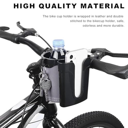 Bike Cup Holder, Bicycle Handlebar Water Bottle Holders with Cell Phone Keys Holder, Universal Drink Bottle Cage for Bike Motorcycle Scooter Stroller Walker Wheelchair (Black & Gray) - color: Black & Gray