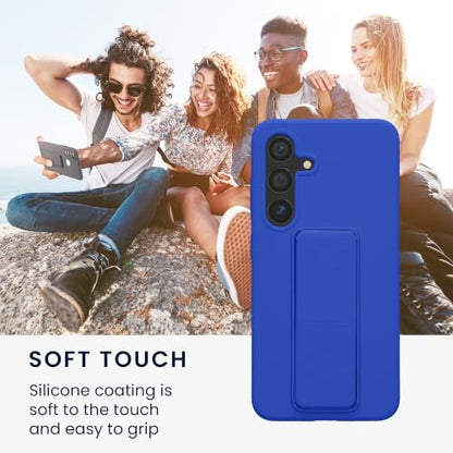kwmobile Case for Samsung Galaxy S24 Case - Soft TPU Cover with Silicone Coating - with Hand Strap and Stand Function - Shockproof - Baltic Blue - color: Baltic Blue, size: Galaxy S24