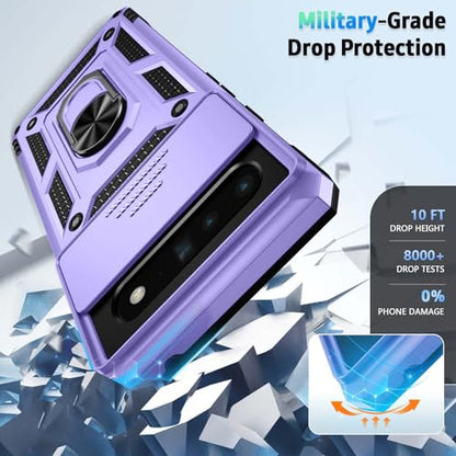 Vinve for Google Pixel 6 Pro Case with Slide Lens Cover, Military Grade Drop Protection, Magnetic Rotated Ring Holder Kickstand Protective Phone Case (Lavender) - color: Lavender ,Military Grade 2nd gen.