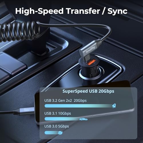 SMALLRIG USB-C to USB-C Coiled Data Cable (Straight to Angled) - 4792 - size: 1.15-3.28 ft, style: Straight to Angled Coiled