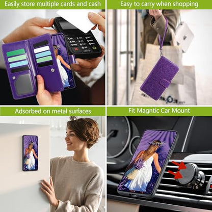 Varikke for Galaxy S25 FE Wallet Case Magnetic Detachable, Deep Purple - color: Dark Purple, size: Galaxy S25 FE 6.7"