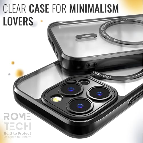 Rome Tech Clear Case Compatible with MagSafe for iPhone 15 Pro (2023) - Slim and Rugged Fit Thin Shockproof Case Compatible with Magsafe Devices - Clarity - style: iPhone 15 Pro