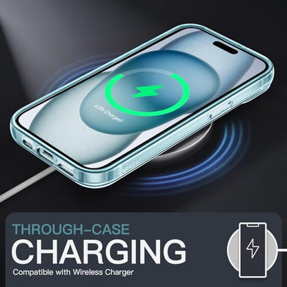 JETech Case for iPhone 15, Anti-Yellowing, Blue | Shockproof Protection, Scratch Resistant Hard PC Back, Durable Transparent TPU Bumper - color: Blue, size: iPhone 15