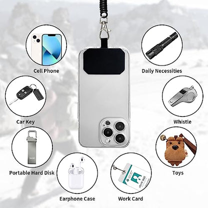 HOTEMIA Phone Tether Lanyard Anti Theft Strap with Carabiner - Anti-Drop Outdoor Accessory for Skiing, Hiking, Cycling, Fishing & Climbing - Fit Most Cell Phones (Black+Black) - color: Black+Black