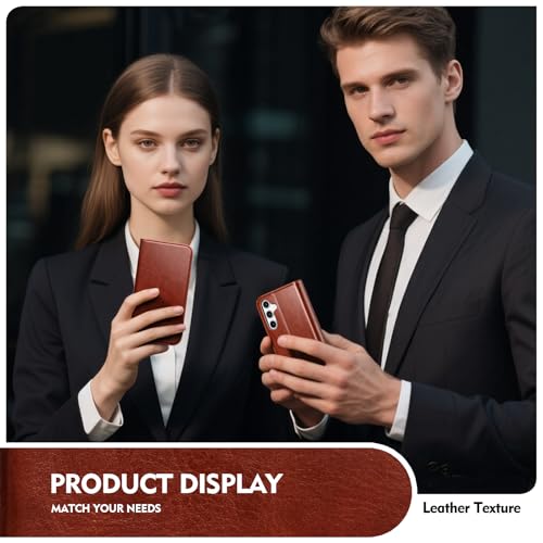 Compatible with Samsung Galaxy S25 Case Wallet with Card Holder [4 Card Slots] Kickstand [RFID Blocking] PU Leather Phone Case Flip Folio Protective Cover TPU Shockproof,Brown - color: Brown, size: Samsung Galaxy S25 5G