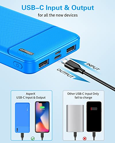 AsperX 2 Pack 10000mAh Portable Charger Dual USB Power Bank Battery Pack - color: Red+Blue